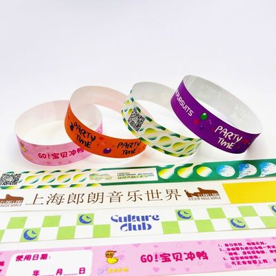 Χρωματιστά βραχιόλια Tyvek με κλείσιμο Snap Waterproof Sequential Numbering Custom Logo