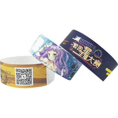 Αδιάβροχα ανθεκτικά στα δάκρυα βραχιόλια Scan Barcode Tyvek Events Ποικιλία χρωμάτων Χάρτινο βραχιόλι εκδήλωσης