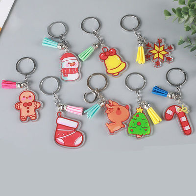 Χριστουγεννιάτικο φεστιβάλ Snowman Keychain Διαφανές ακρυλικό δαχτυλίδι κλειδιού με εξατομικευμένο σχέδιο