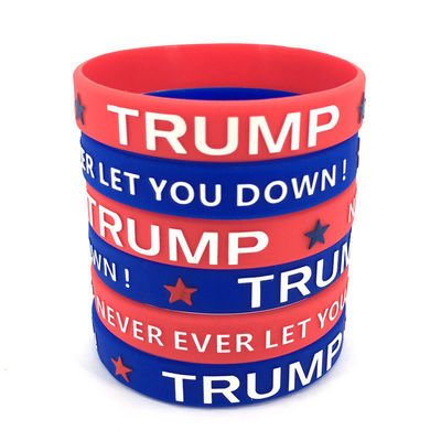 Διαφημιστικό γεγονός βραχιόλι Custom Trump Σιλικόνιο βραχιόλια με εκτύπωση μεταφοράς θερμότητας